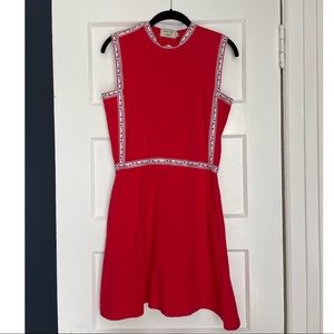NWT - Maison Kitsuné red jersey tennis dress with logo detail size M